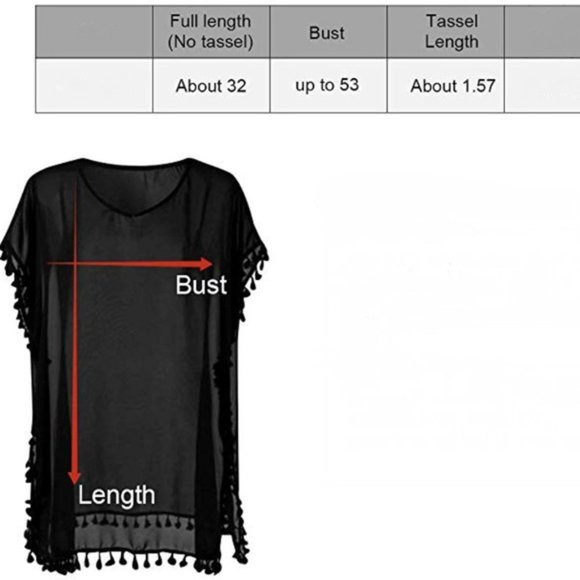 Flattering Tassel Beach Swim Coverup Black Pom Pom - Picture 6 of 7